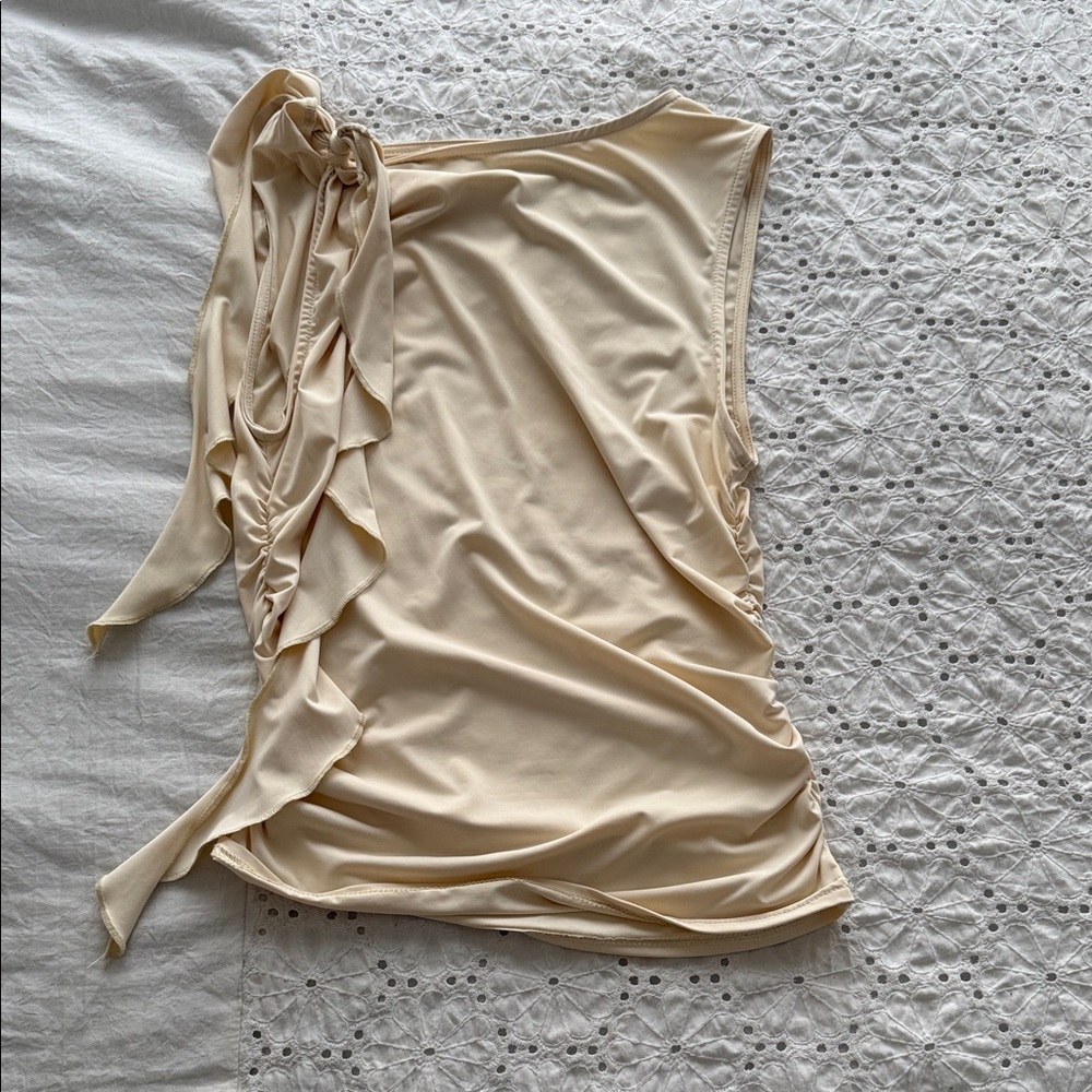 Cream Top with Ruffle Detail